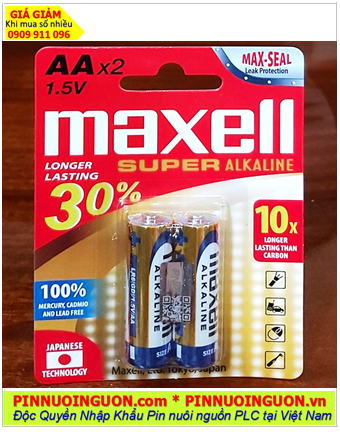 Maxell LR6(GD)2B, Pin AA 1.5v Maxell LR6(GD)2B Super Alkaline chính hãng _MẪU MỚI /Vỉ 2viên